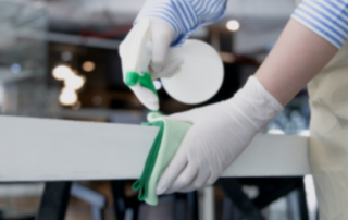 cleaning with spray bottle